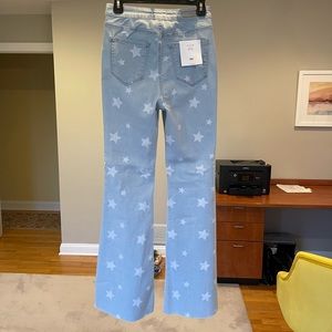 Cello flared star jeans with raw bottom edges